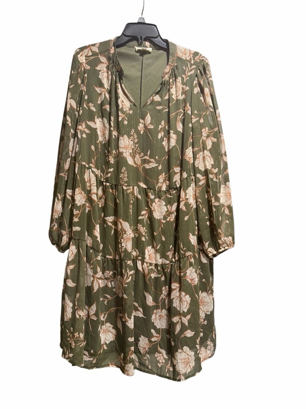 Indigo rose fall midi dress 2X green floral